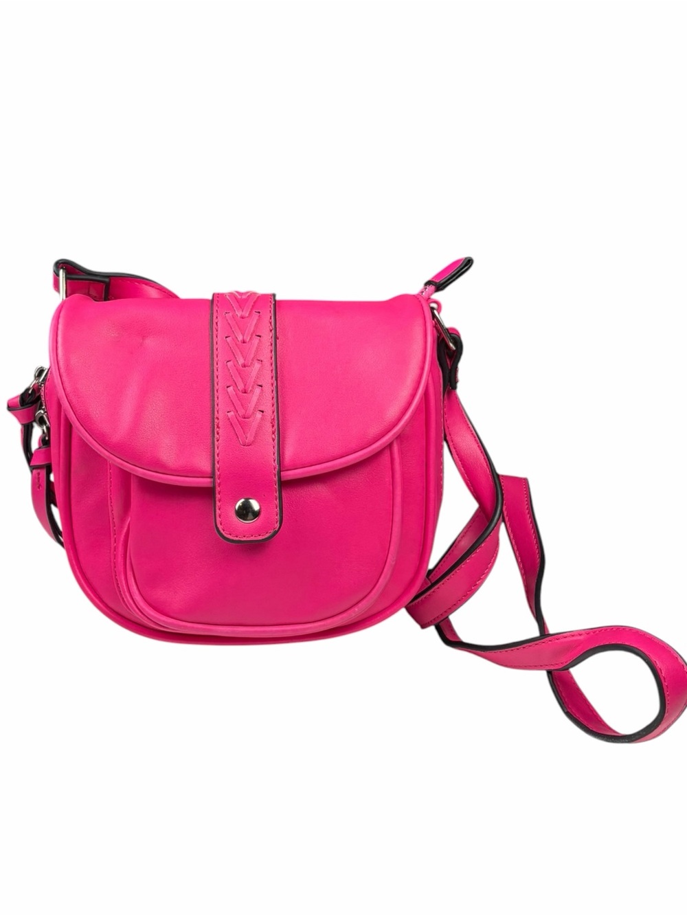 VIOLET RAY Cross Body Purse Satchel Saddle Bag Expands HOT PINK Small Neon